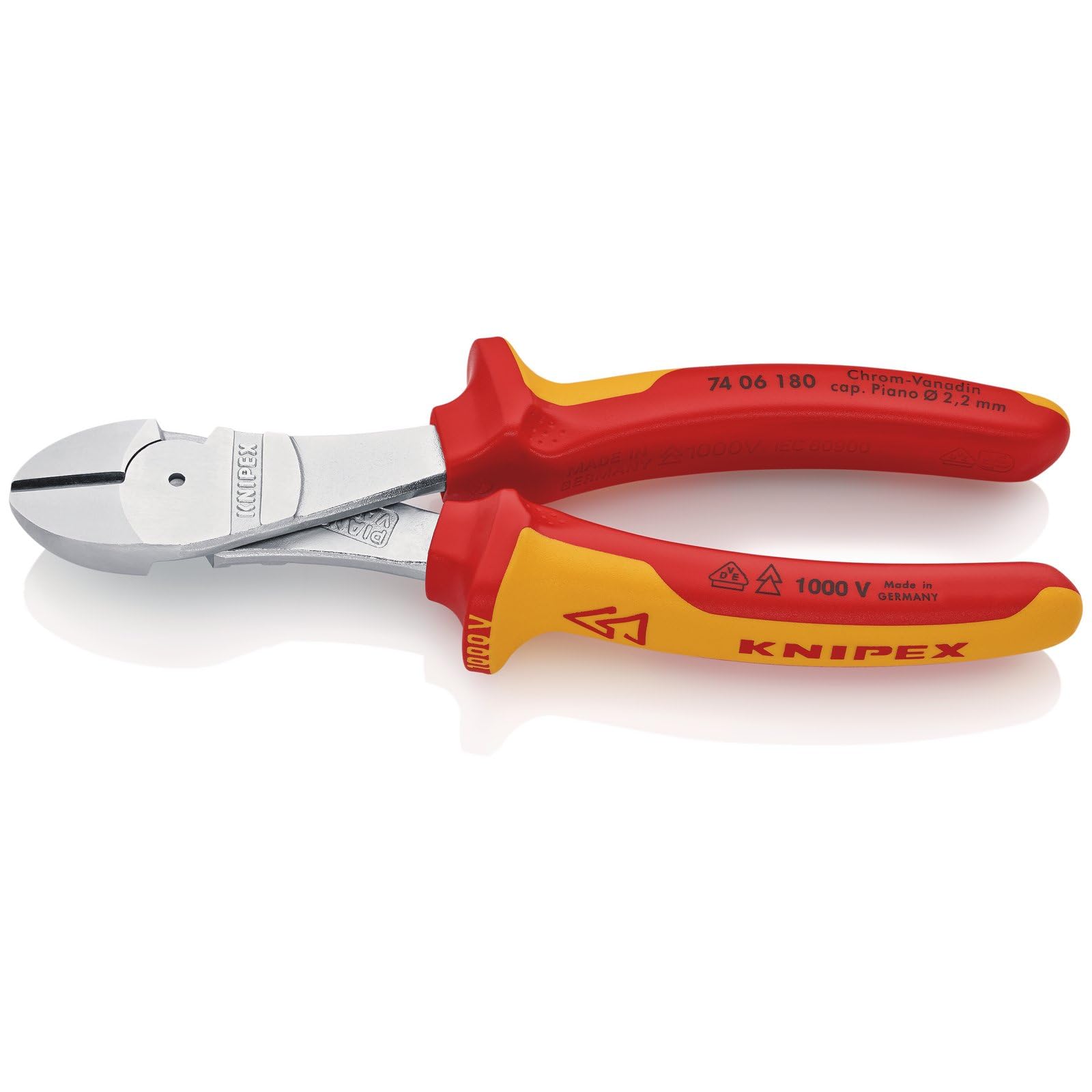 Knipex 74 06 180 Sb Vde Insulated High Leverage Diagonal Cutter 180 Mm Pk 1 26784