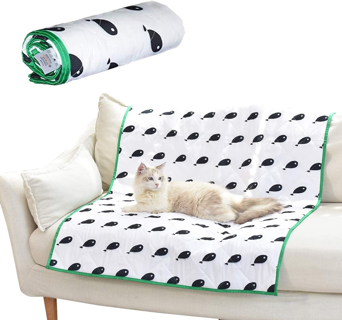 FUKUMARU Pet Waterproof Blanket, Pets Washable Mat Cover for Bed Couch Sofa, Reusable Pee Pad Furniture Protector