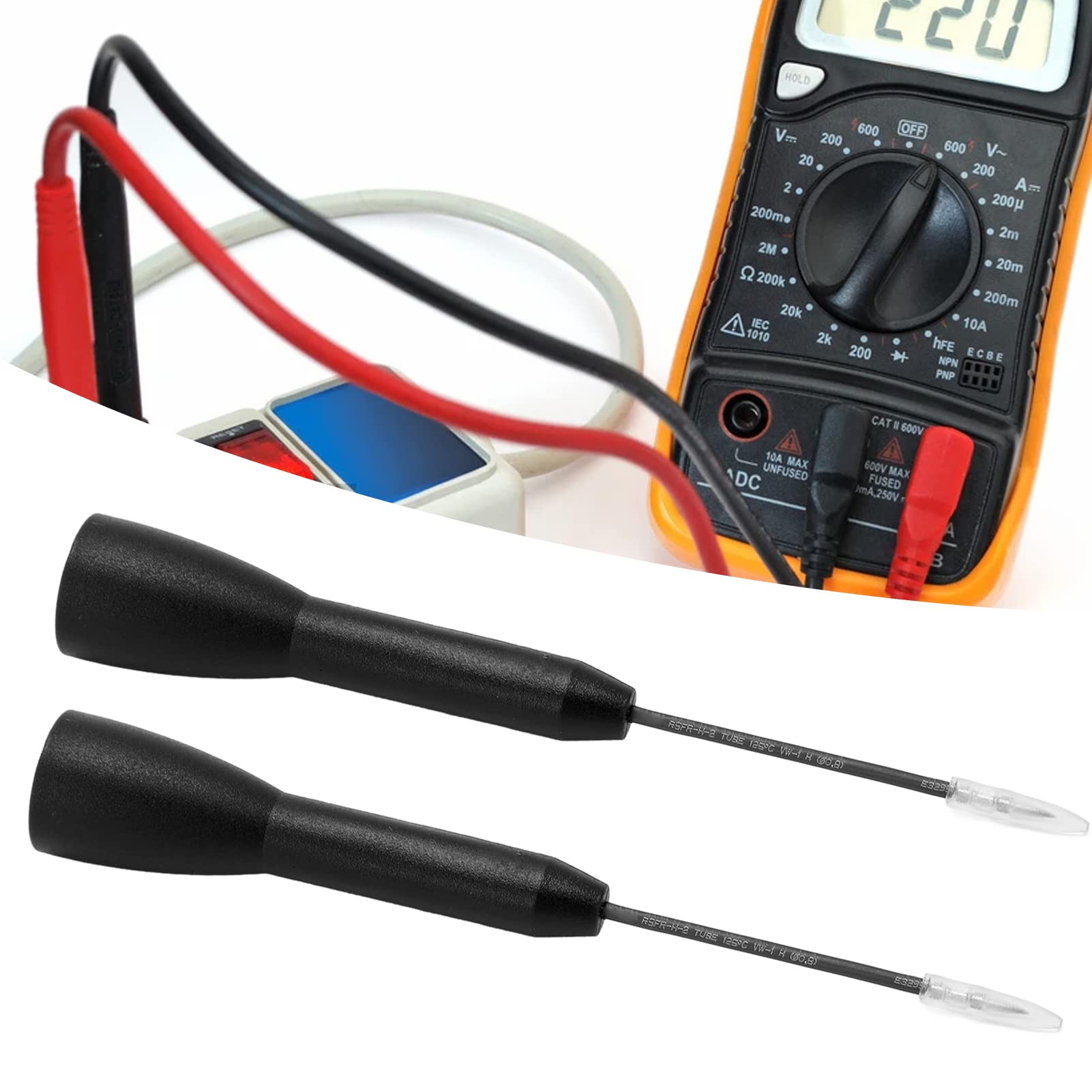 Cocoarm Sonda Testowa PA Mosiężna Sonda Igłowa CAT II 600 V 10 A do Testowania Kabli Multimetrem, Ochrona Izolacji, Brak Przecinania Drutu, Prosta Obsługa Przy Kontroli Obwodu (BLACK)
