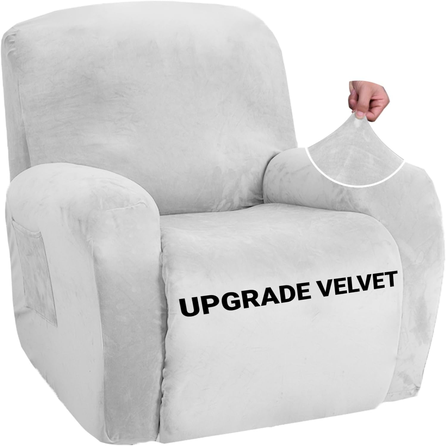 ZNSAYOTX Stretch Velvet Recliner Covers 4Pieces, Thicker