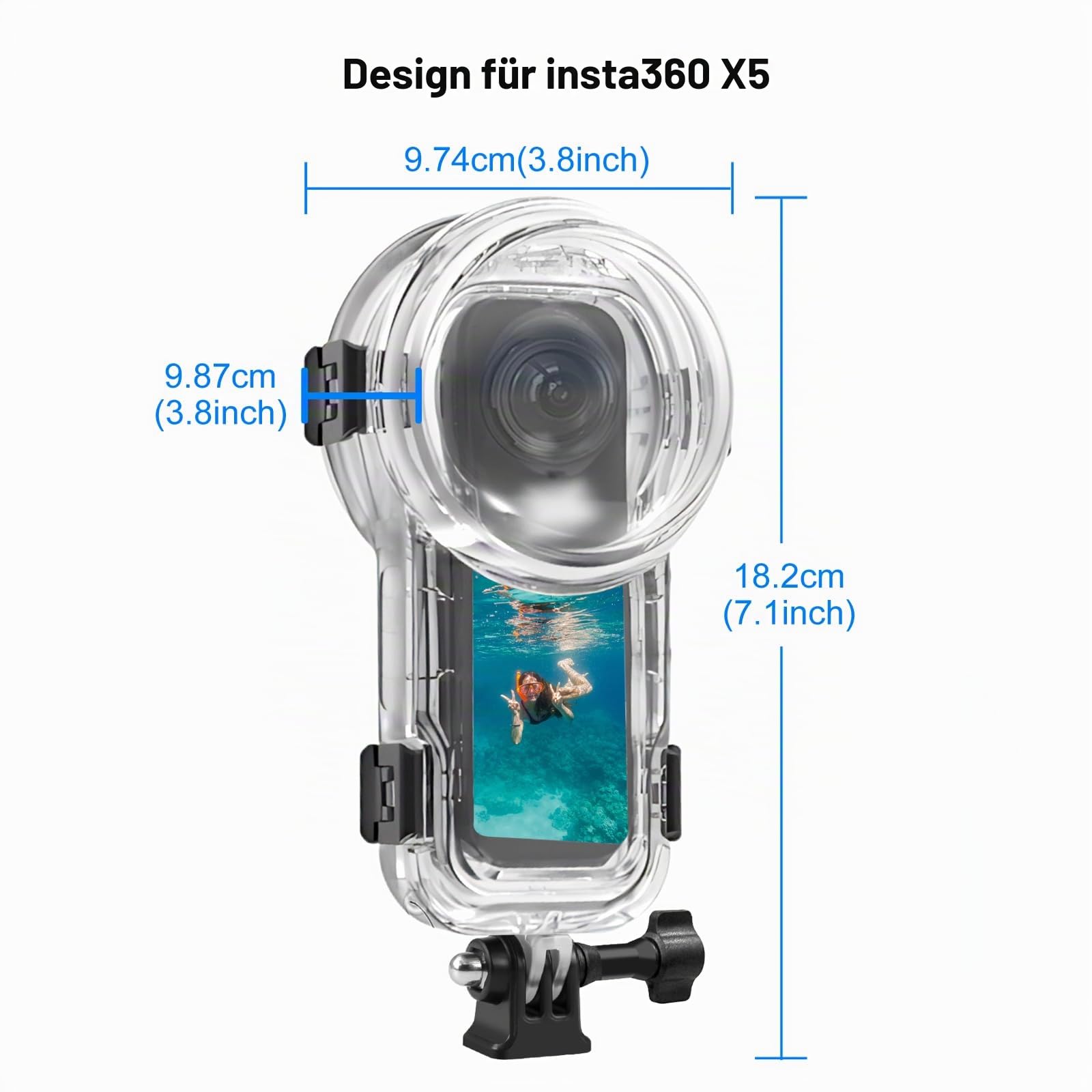 PULUZ 60 m wasserdichte Tauchhülle für Insta360 X5, unsichtbares Unterwassergehäuse, versiegelte Schutzhülle für Insta360 X5 360-Grad-Fotografie-Kamera-Zubehör