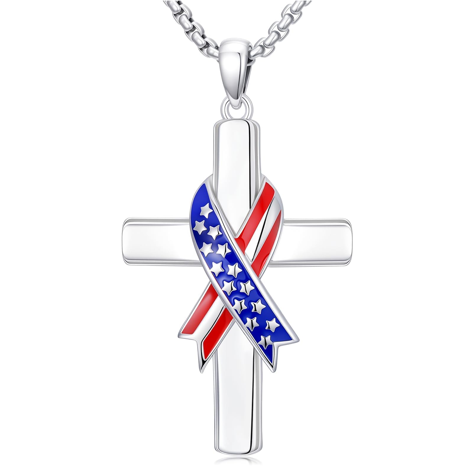 925 Sterling Silver Cross Pendant Necklace for Men Women Amulet Necklace Protection Jewelry Religious Gifts(With Gift Box)