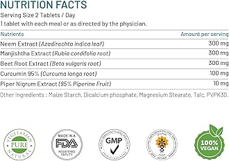 Bliss Welness Blood Detox | Curcumin Beetroot Manjistha Neem Extract | Blood Purifier Acne & Pimple Control Radiant Skin Anti Bacterial Ayurvedic Herbal Supplement - 60 Vegetarian Tablets