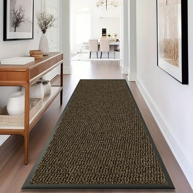 Cozy Haven Sunny Indoor & Outdoor Runner Rug – Machine Washable Non-Slip Rubber Backed Entrance Mat, Long Waterproof Mats for Hallway, Front Entrance, Kitchen, Patio or Garden - (Brown, 60x180 cm) — image 1