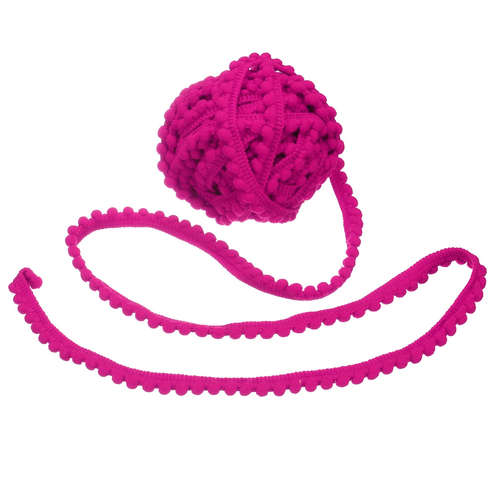 sourcing map 25 Yards Pom Pom Trim Ribbon, 0.5" Wide Rose Red Pom Pom Ball Fringe Trim Sewing Fringe Fabric Trim Ribbon for DIY Crafts Curtain Clothes Pillow Home Decoration