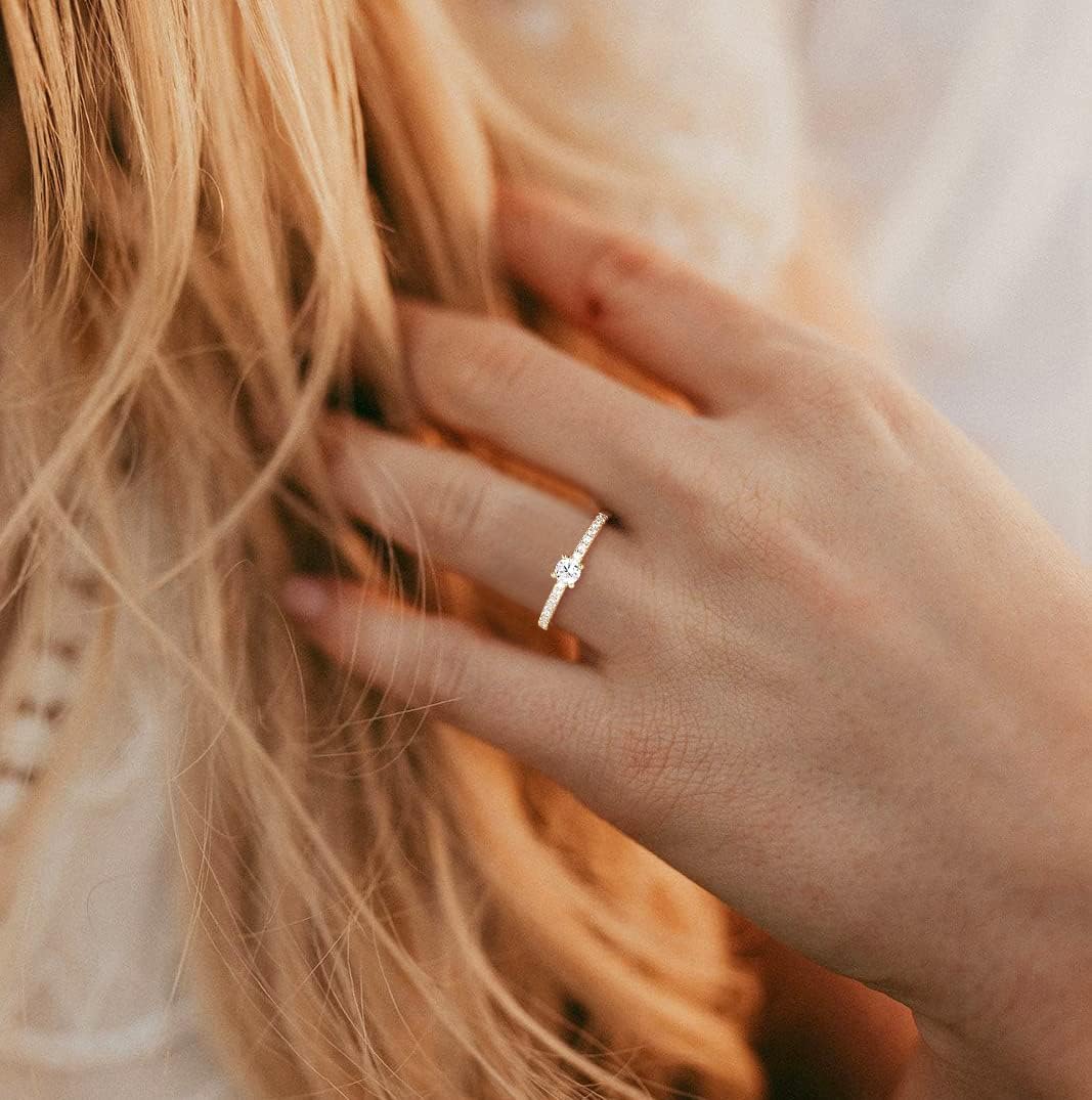 TIGRADE 1.5mm Women Eternity Ring Round Cubic Zirconia Anniversary Ring CZ Pave Promise Wedding Band Size 3-12 - Image 4