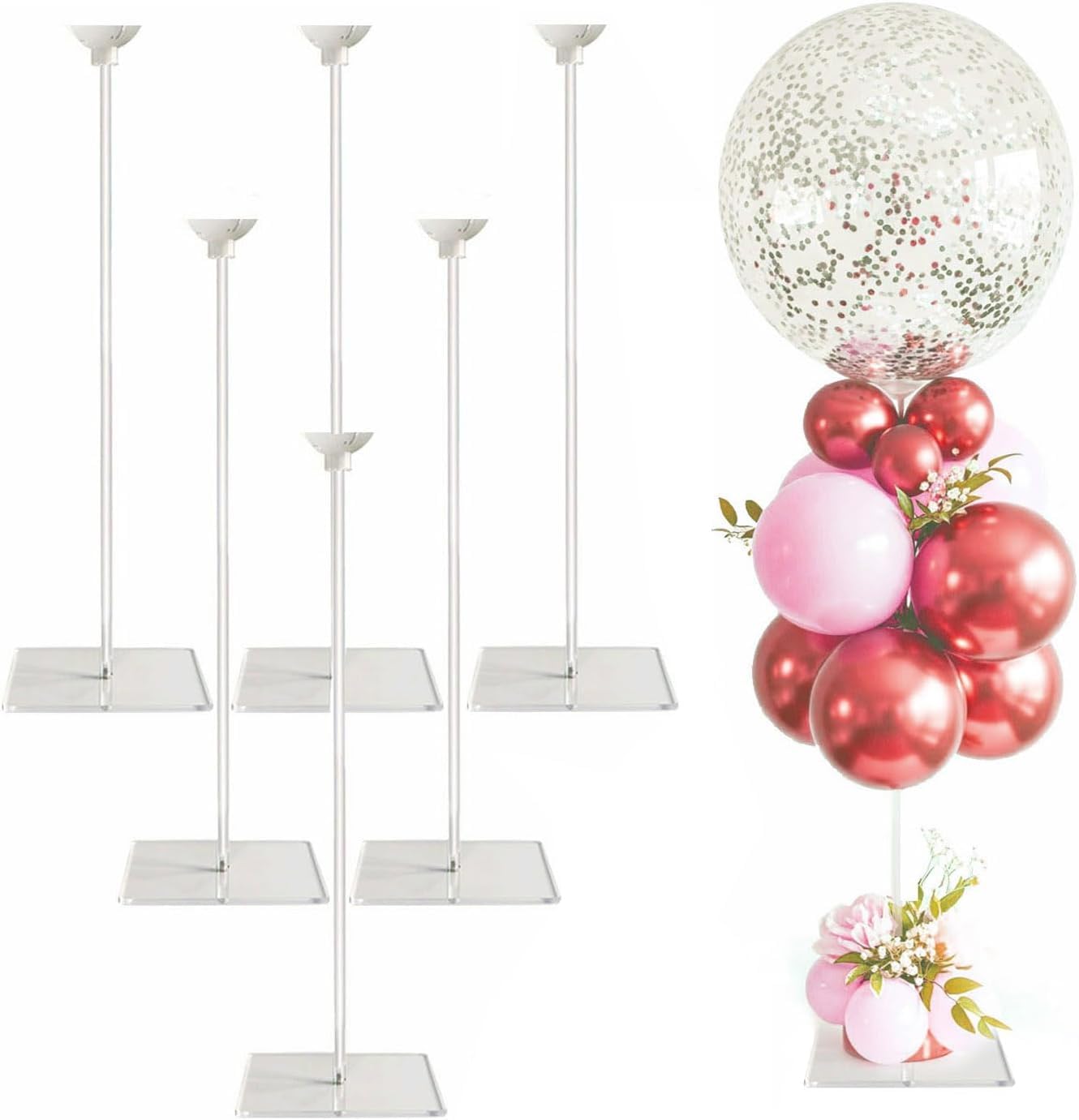 Reusable Acrylic Balloon Stand Kit – Heavy Duty Tabletop Display with Sticks and Base, Ballon Stands for Centerpieces, Centerpiece Table Decorations