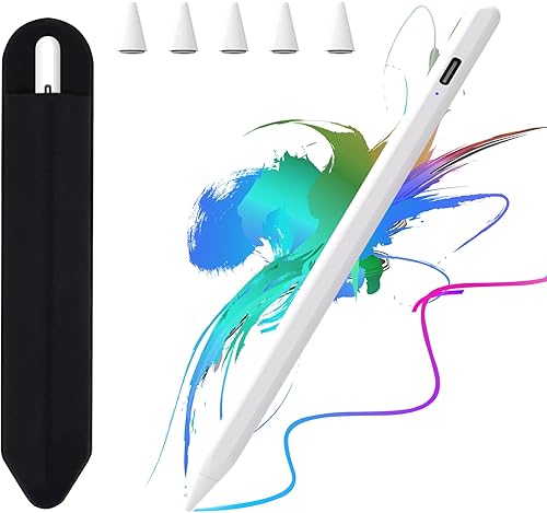 Lápiz óptico para iPad con carga rápida de 15 minutos, rechazo de palma, lápiz activo compatible con Apple iPad Pro de 11 y 12.9 pulgadas