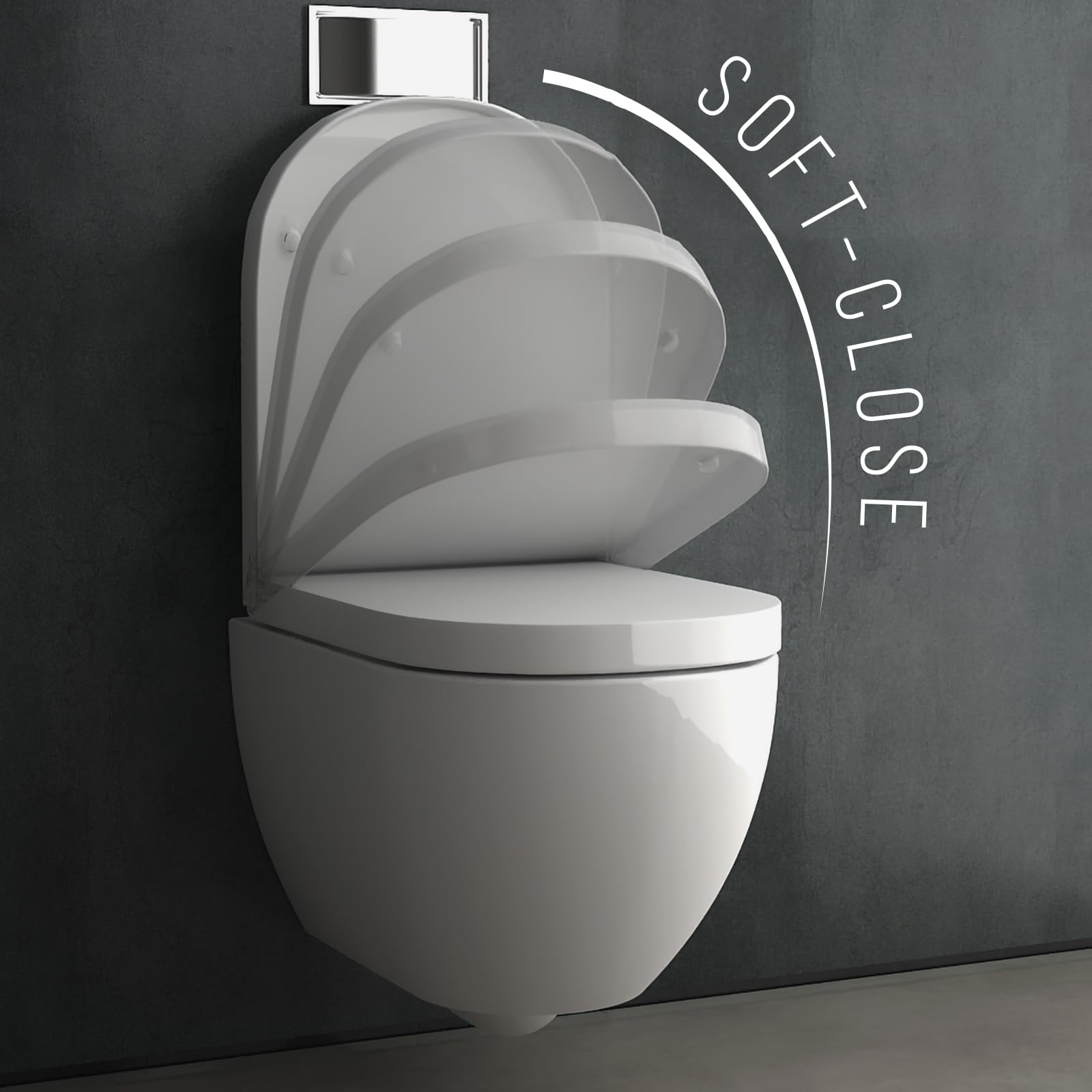 Alpenberger Hänge WC Spülrandlos | Toilette mit Nano | Tiefspüler Wand WC | Duroplast Toilettendeckel mit Absenkautomatik - UNI Sitz | Keramik Kloschüssel für Bad & Gäste WC | Passend Geberit