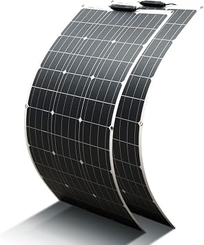 2pcs 100Watt Solar Panel Flexible 18V200W Monocrystalline Solar Module Photovoltaic Solar Charger Solar System with Charging Cable for Motorhome Car Boat 12V Batteries