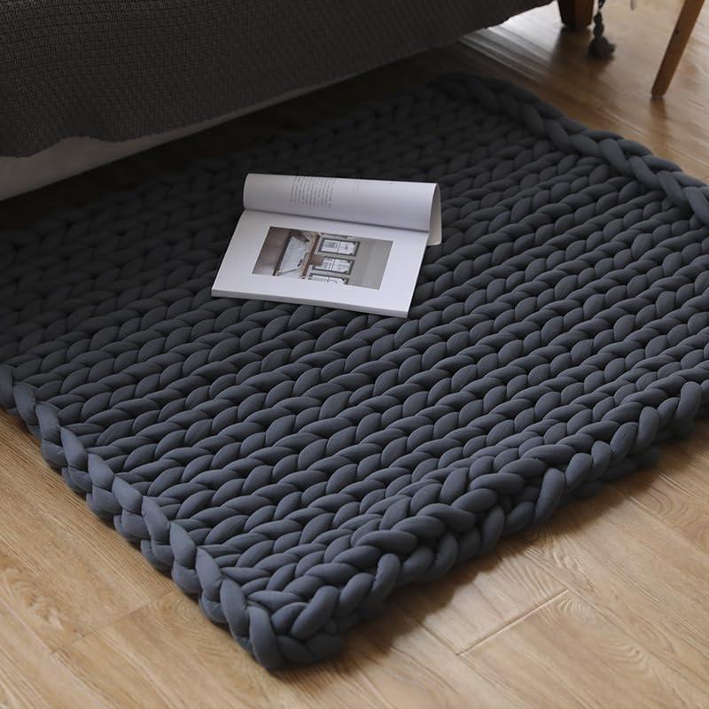 Lana Para Tejer 0,5 KG de punto grueso de ganchillo, manta tejida de algodón suave y grande, hilado grueso Lanas Para Crochet (Color : 0.5kg Dark Gray)