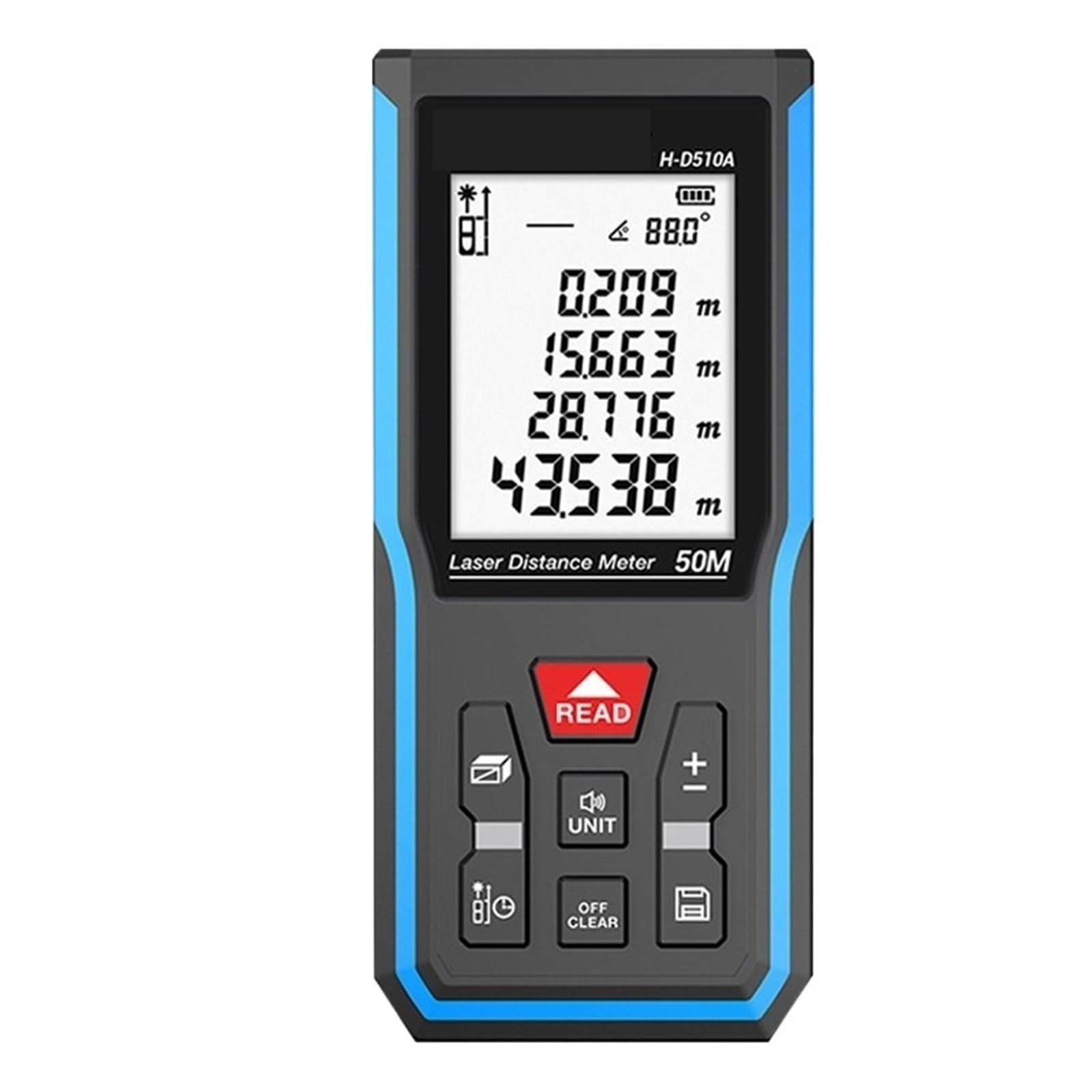 Medidor de Distancia Digital de 40 m/50 m, telémetro de precisión con medición de Distancia, área, Volumen y autocalibración.