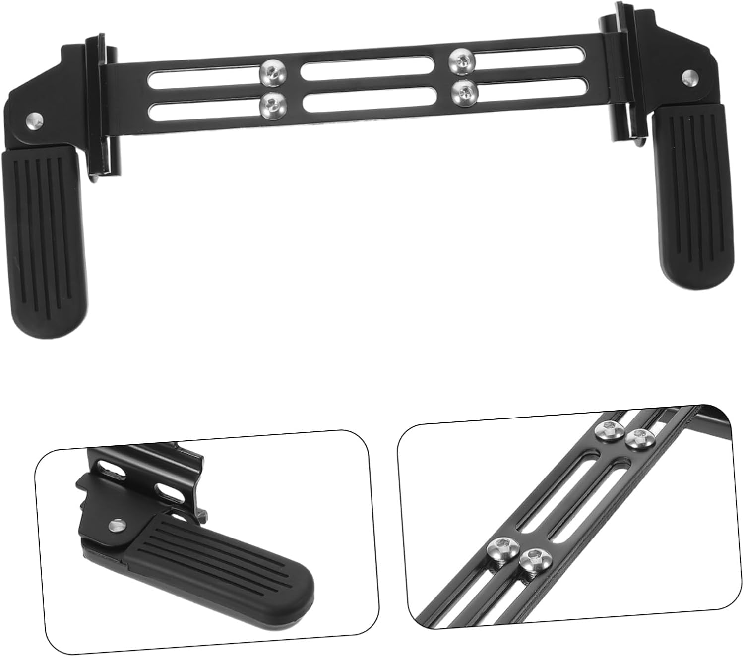 Foldable Front Footrest for Scooter and Bikes, Iron Black Pegs