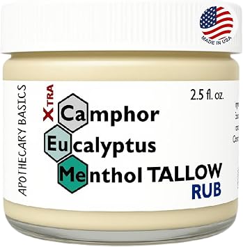 Camphor, Eucalyptus & Menthol Xtra Rub - Tallow Formula - Rich, Traditional Balm - 2.5 fl oz