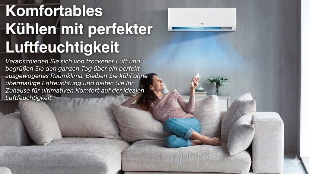 TCL BreezeIN Split Klimaanlage 12000 BTU Inverter Klimagerät mit Wärmepumpe zum Kühlen & Heizen | A++ | App & WLAN Smart Home für Räume bis zu 35m²