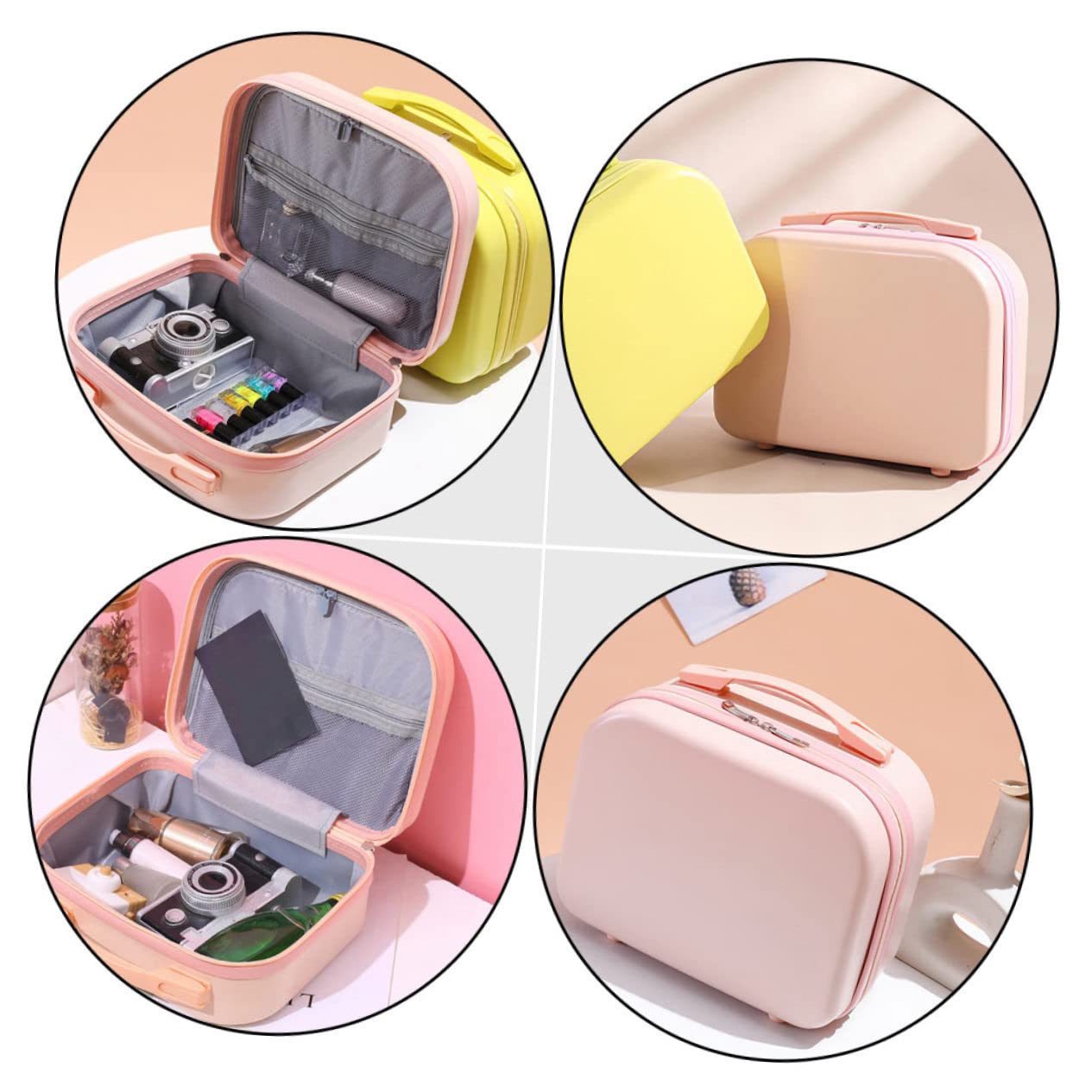 Piccola Borsa Cosmetica da Viaggio 14 Pollici in Abs Rosa | Compatta e Portatile, per Viaggio e Campeggio, Formato Mini, Adatta a Signora e Amiche