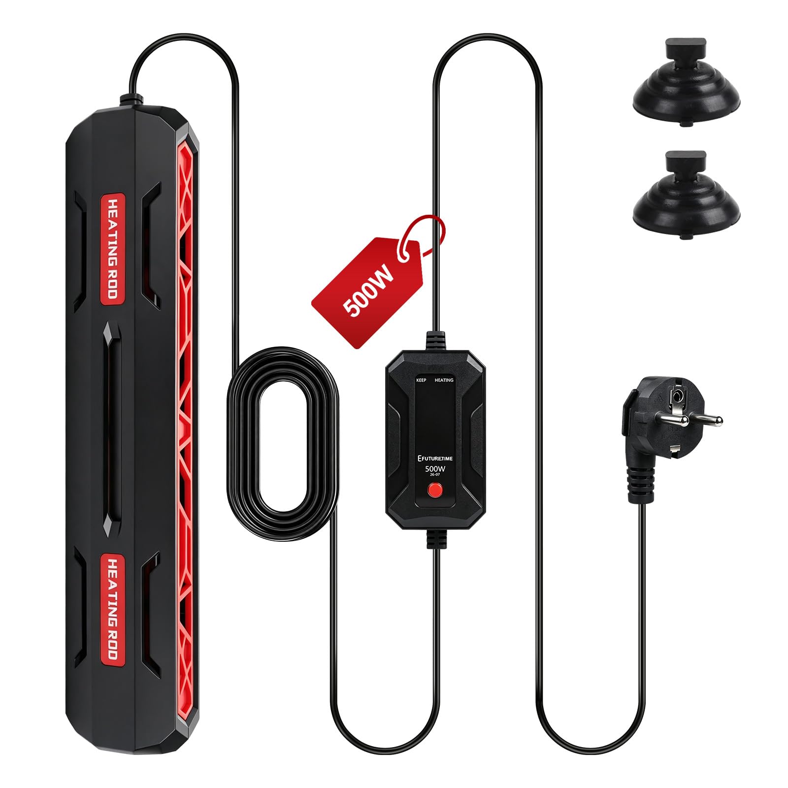 efuturetime Riscaldamento per acquario, 500 W, per acquari d'acqua dolce