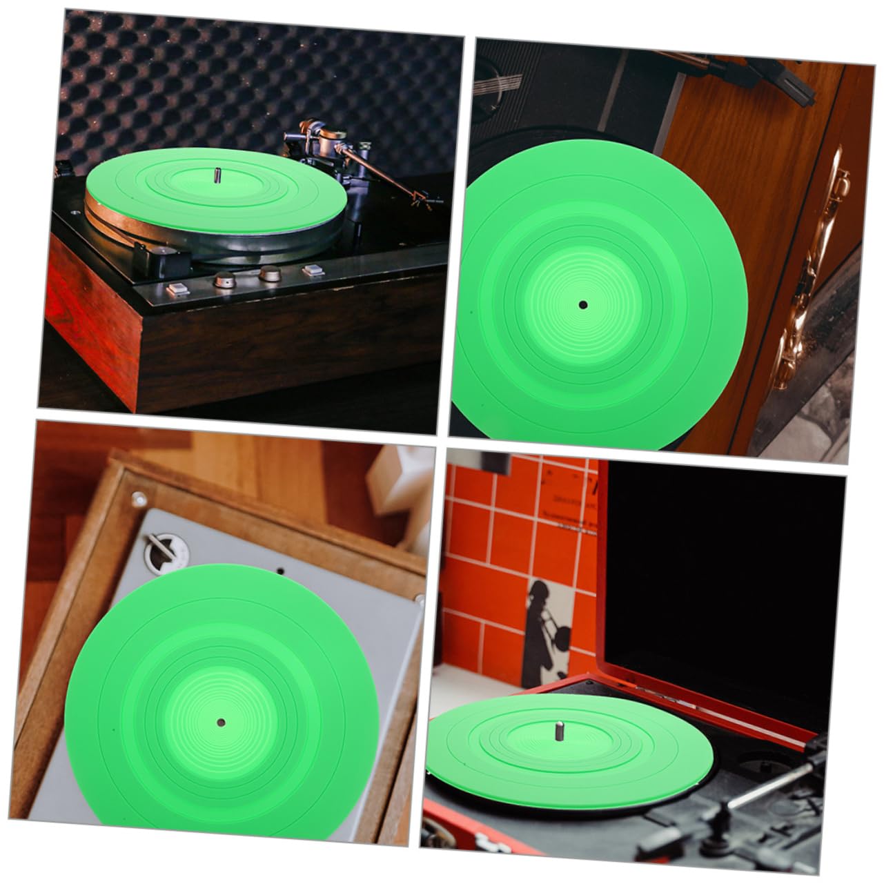ERINGOGO 2piezas Tapete De Registro Para Tocadiscos De Vinilo Alfombrilla De Silicona Verde Suministros Para Mesas De Discos De Vinilo