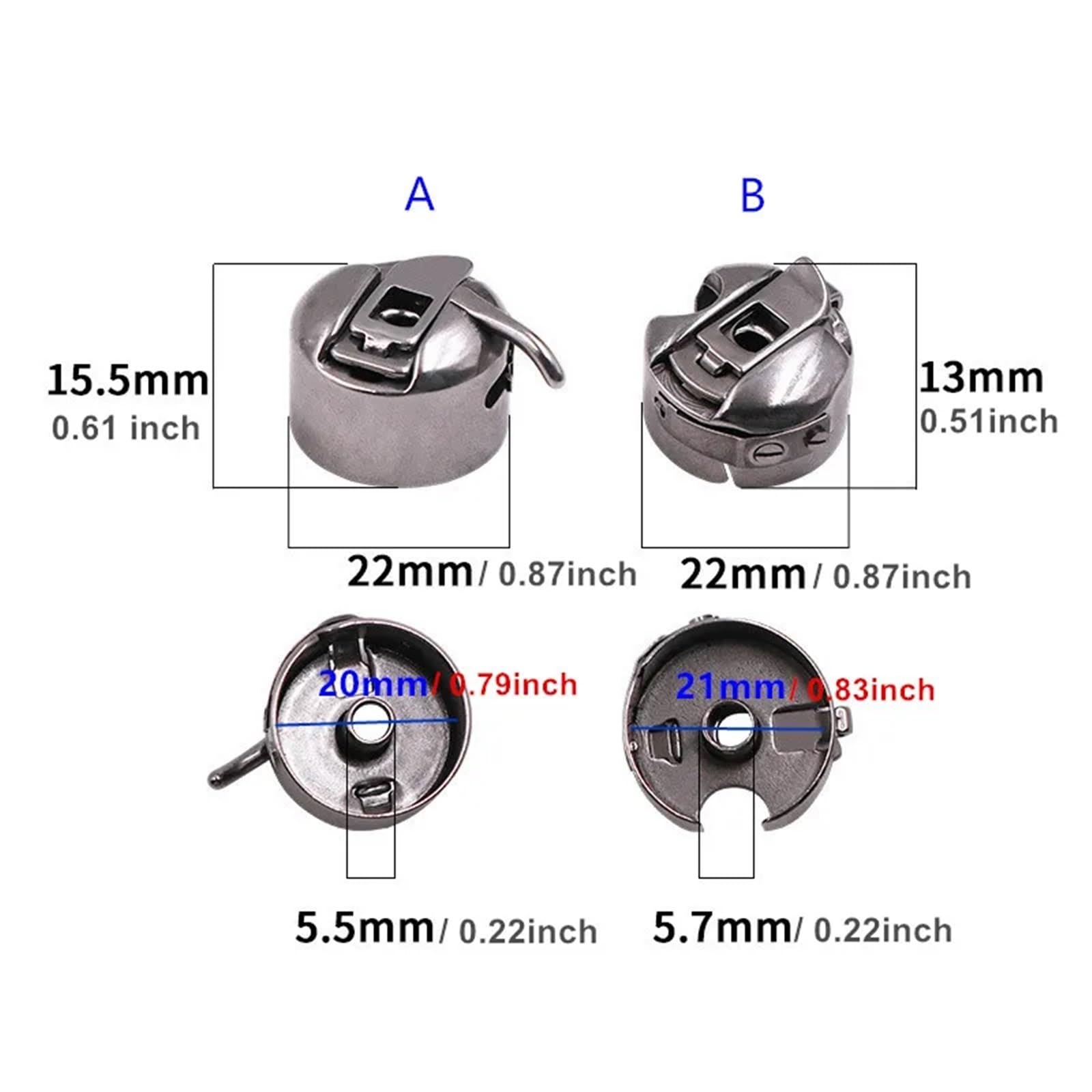 bobinas de maquina de coser Caja de bobina vacía Metal for accesorios for máquinas coser industriales, herramienta bordado carrete(20Pcs B Industrial)