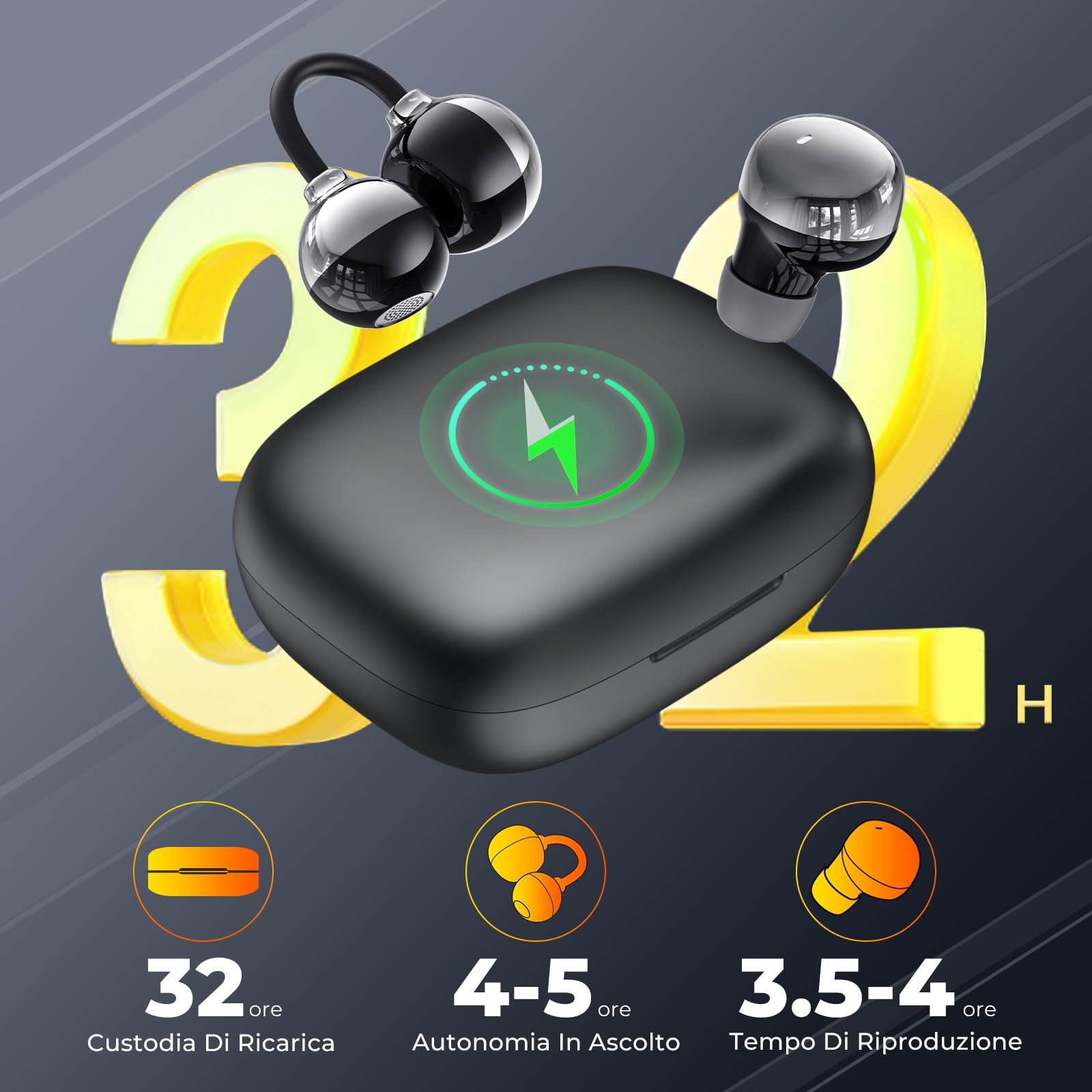 LESUN Open Ear Cuffie 5.4, Cuffie per Dormire con HiFi e Bassi Profondi, Auricolari Bluetooth Ultra Compatti da 32 Ore con Doppia Modalità Intelligente (Giorno + Notte), Cancellazione del Rumore, IP5