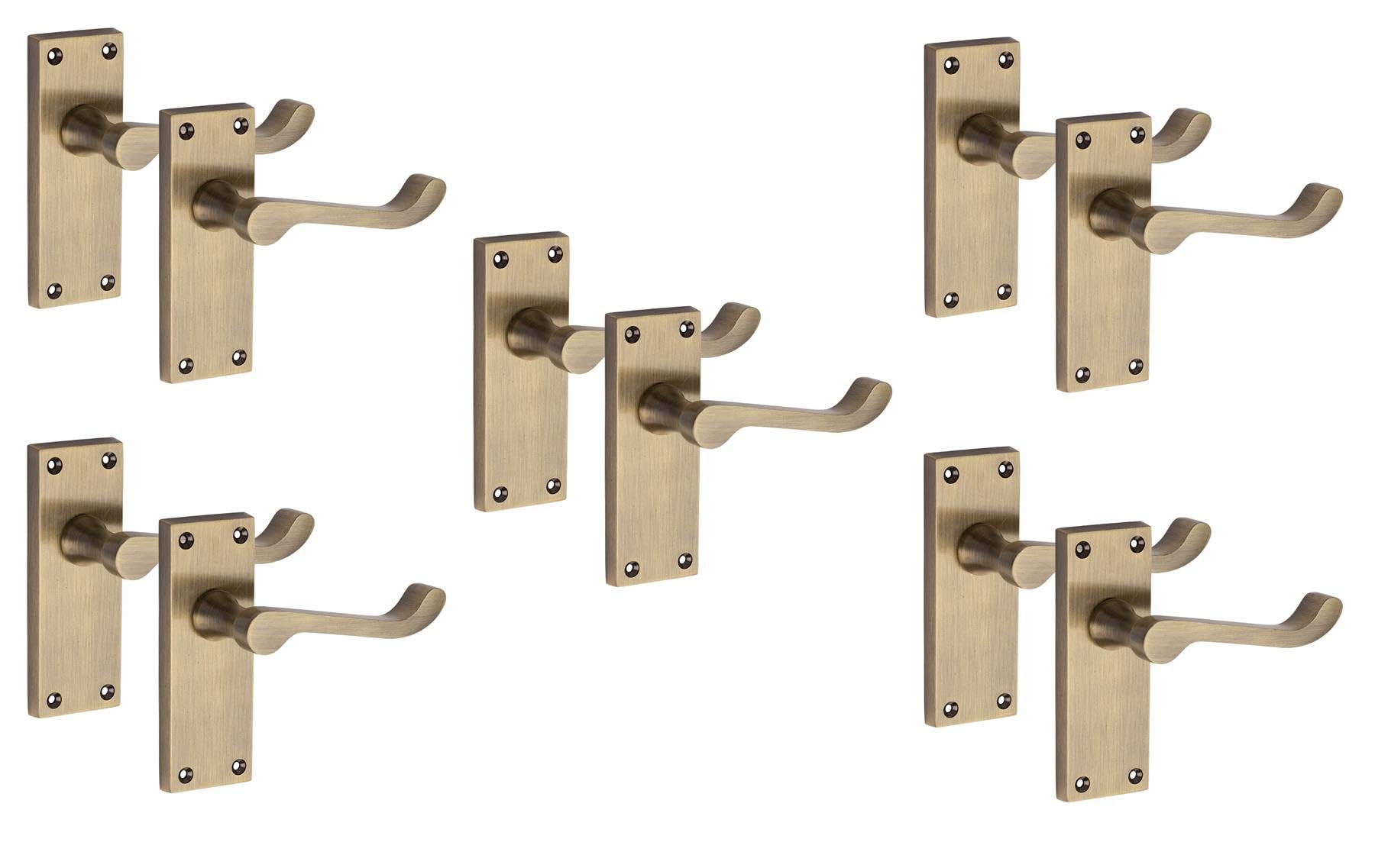 5 Pairs Victorian Scroll Internal Latch Handle Antqiue Brass Finish 120 X 40mmGolden Grace