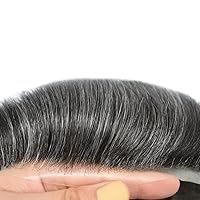 Vista 3 de Tupé para hombres, pieza de cabello humano real de encaje suizo para hombre, sistema de repuesto, piezas de cabello de poli transparente