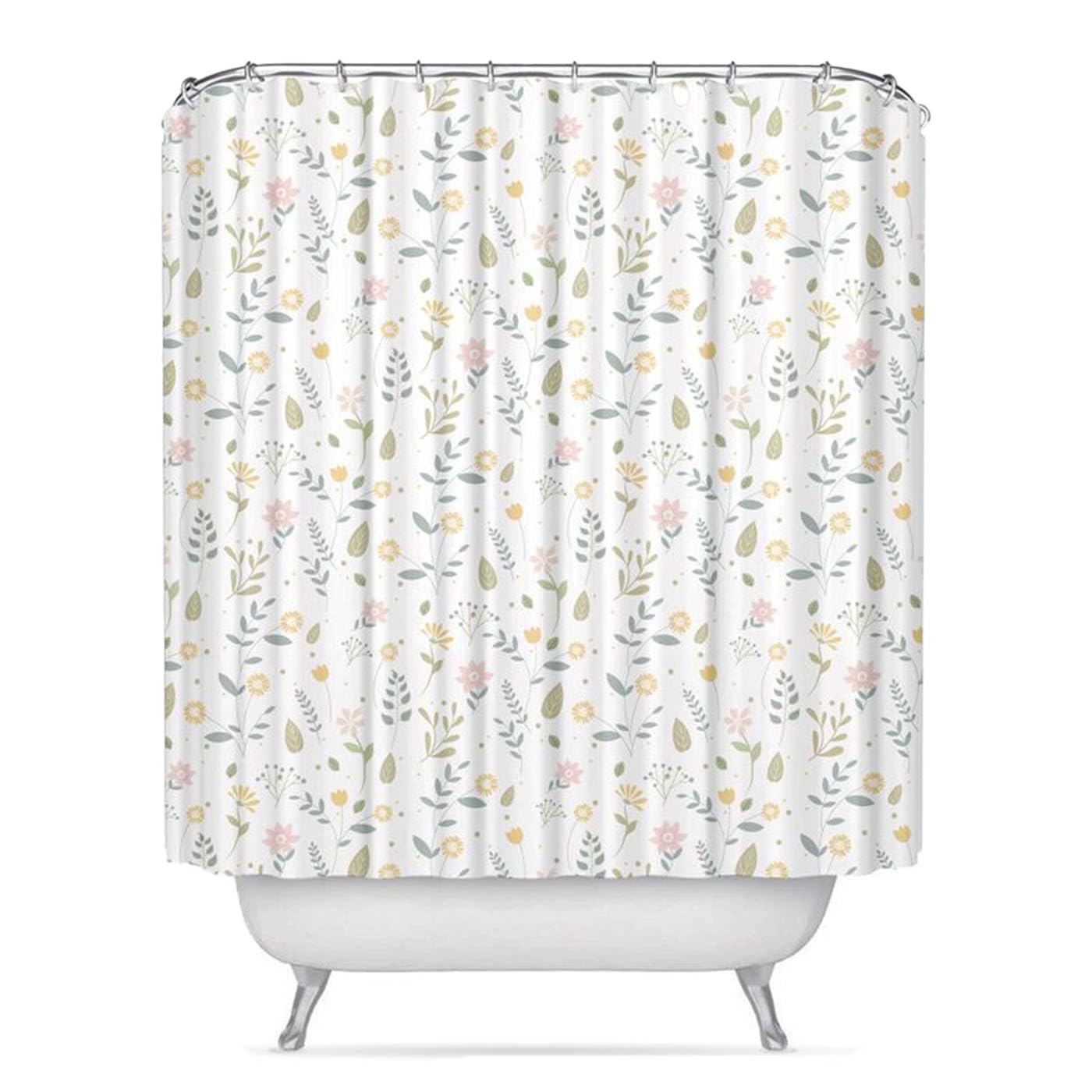 TIENDA EURASIA – Cortina de Baño | 180 x 200cm | Poliéster | Cortina Baño Tela Impermeable Antimoho | Incluye 12 Anillas (Flores)