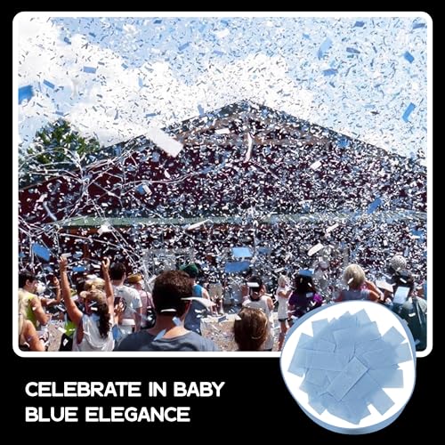 Image of Ultimate Confetti, Baby Blue Biodegradable Confetti - Rectangular Fluttering Tissue Paper Confetti for Cannon and Launcher use - Gender Reveal Confeti, Wedding, Parties and Live Events - 1 lb, 16 oz