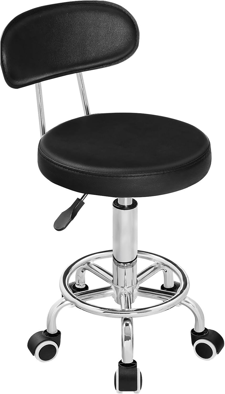 Multi-Purpose Adjustable Rolling Stools Chair Height Adjustable Rolling Stool 360° Rotating Drafting Chair Multi-Purpose Office Desk for Barber Shop
