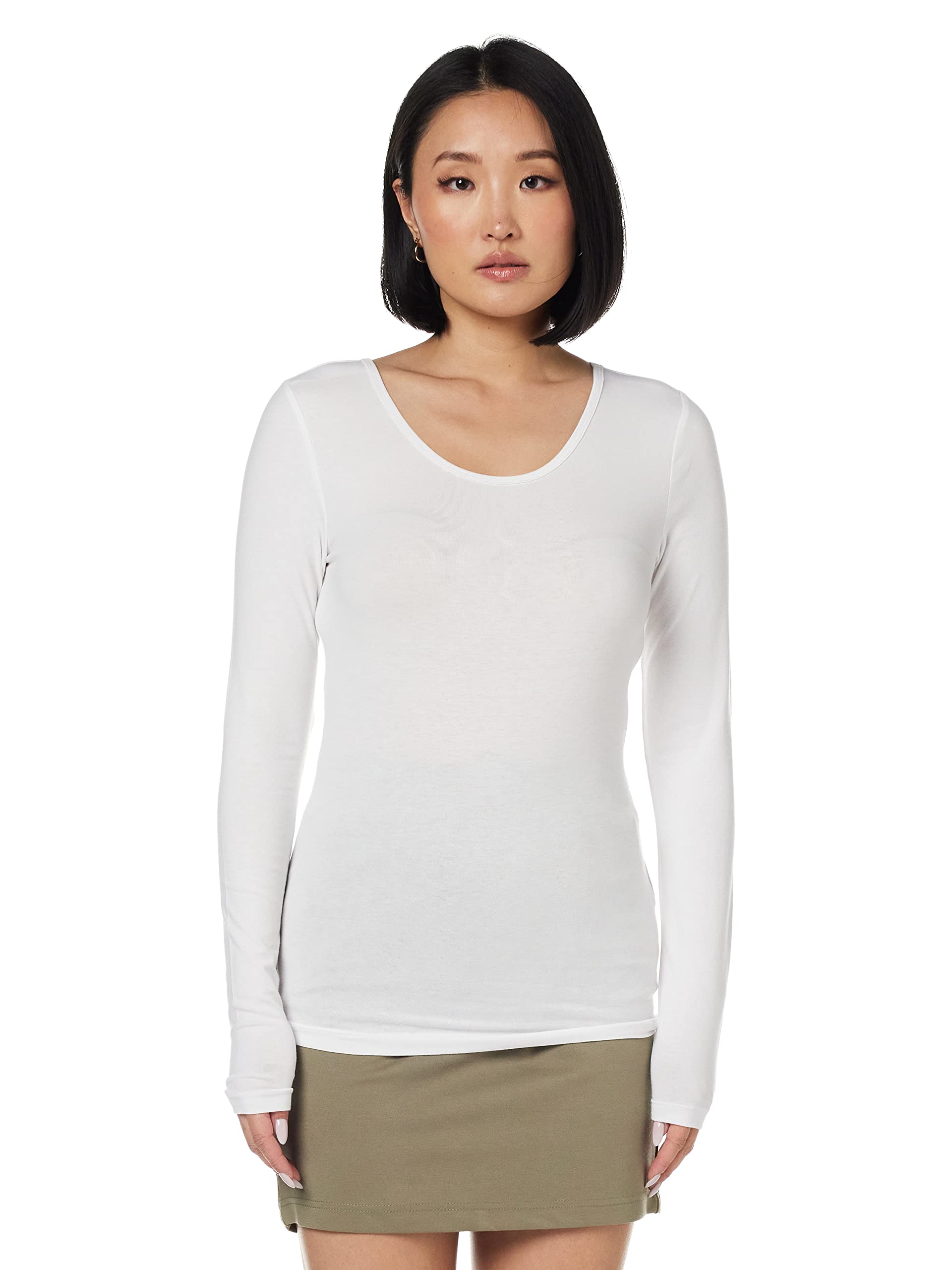 ONLY Women's Onllive Love Life L/s Oneck Top Noos JRS T-Shirt, White, S