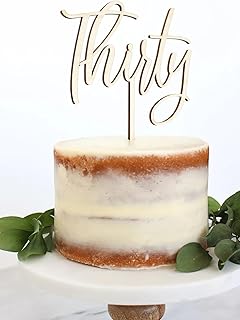 Wooden Thirty Cake Topper,30th Birthday Cake Toppers, 30th Anniversary Party Decorations Supplies