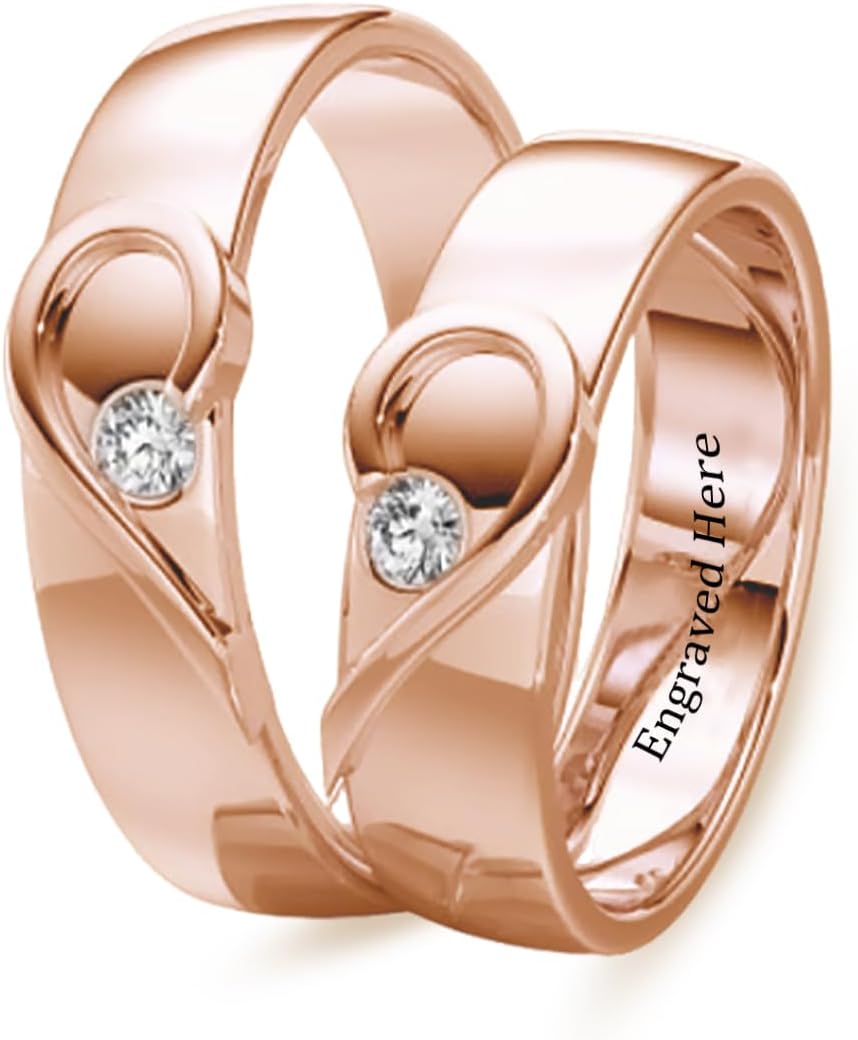 DIYA Custom Moissanite Engagement Rings Moissanite Wedding Band Set 14K White Gold Plated D Color VVS1 for Couples Engagement engraved Ring Set Anniversary Valentines Day Gift for Wife Girlfriend