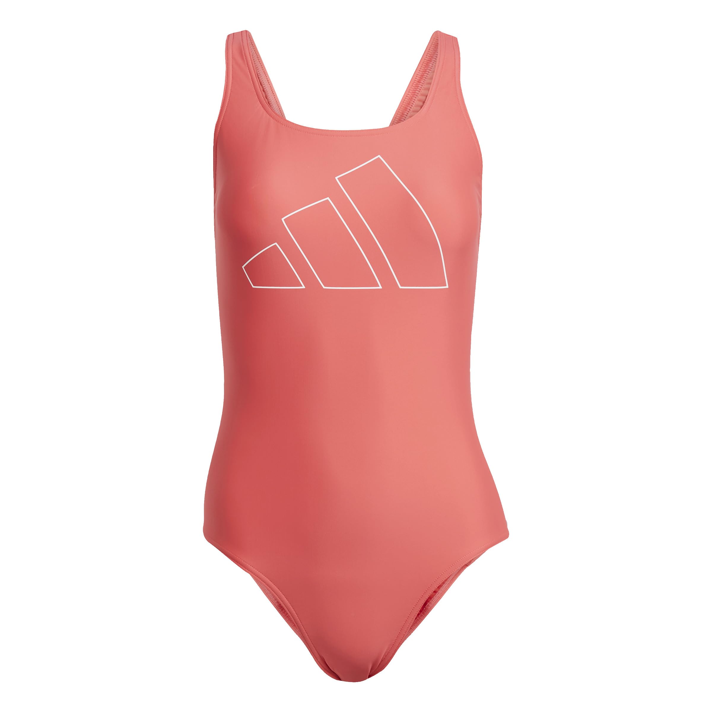 adidas Women's Big Bars Swimsuit, semi Lucid red/White, 42