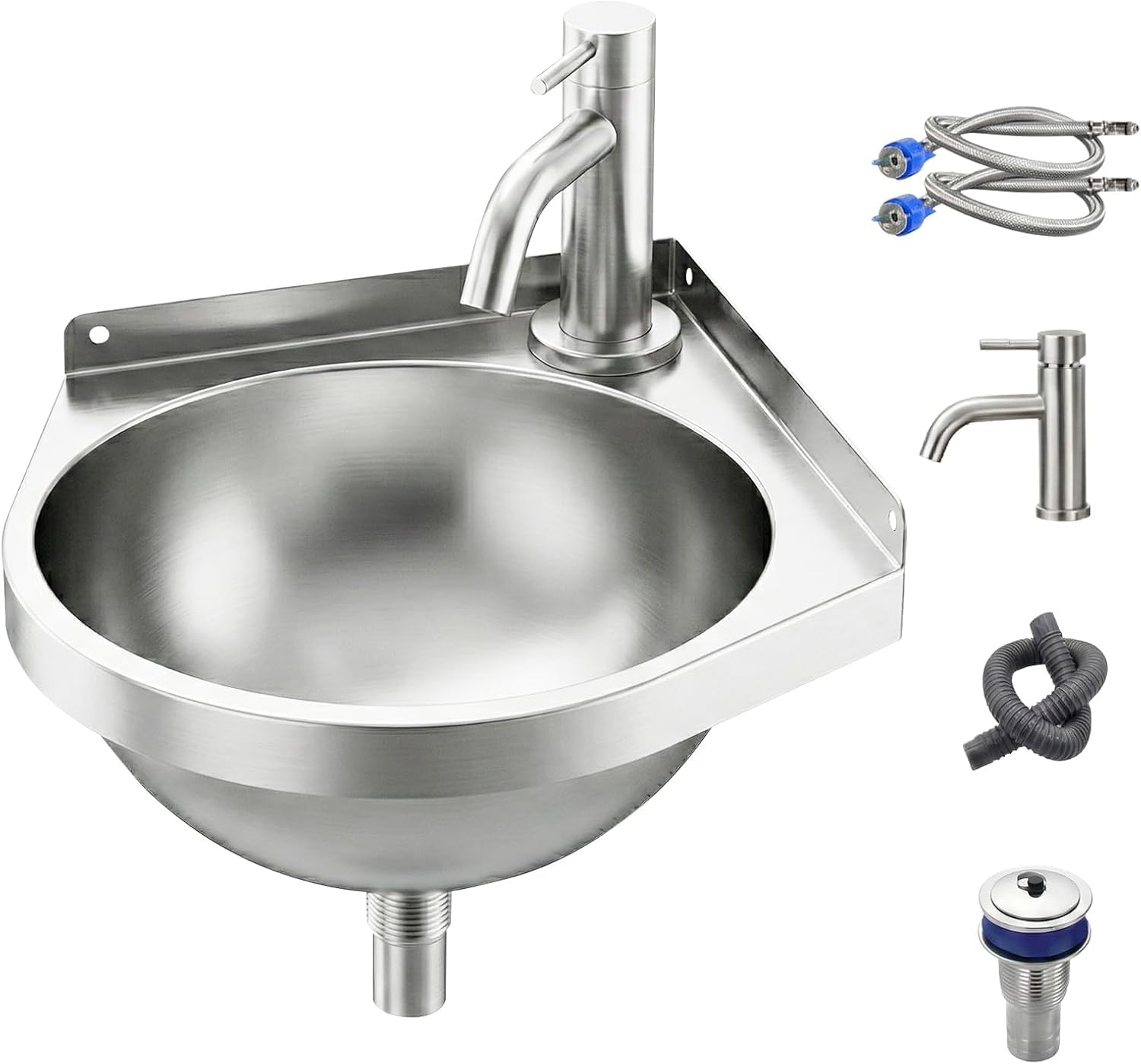 Lavabo triangulaire pour petites toilettes résolvant le manque d'espace avec robinet