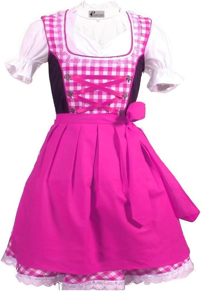 Kiddy TrachtGirl's German Dirndl Dress Authentic Bavarian Oktoberfest Dress Carnival Halloween Size 4T,6,8,10,12,14