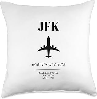 JFK Airport Code Throw Cushion | Aviation Decor Throw Pillow