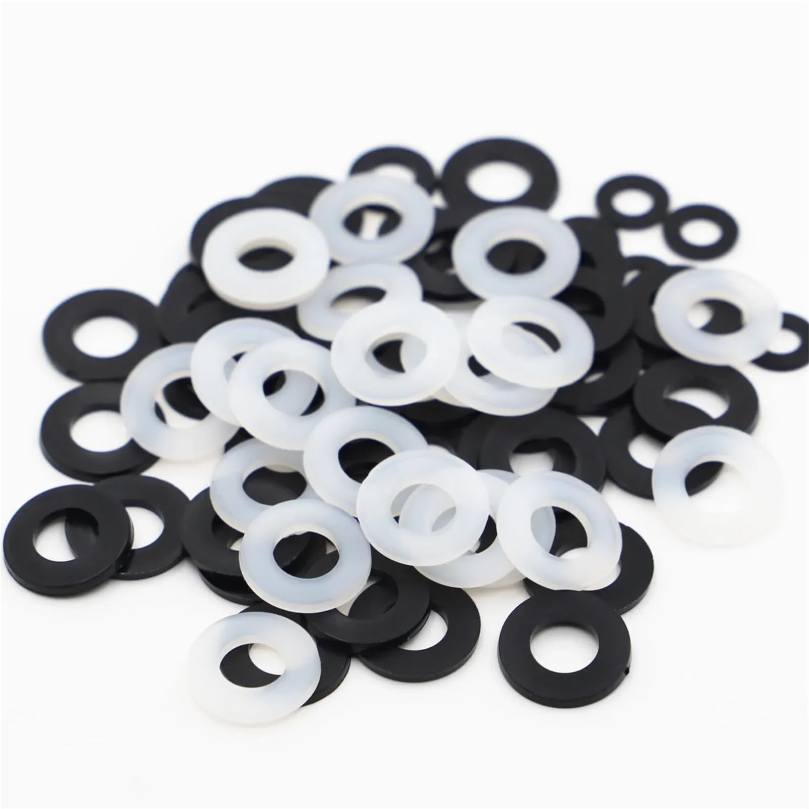 arandelas de seguridad dentadas, Arandela plana de nailon de plástico blanco M2-M12, espaciador plano, anillo de junta aislante(WHITE,50pcs M10x20x1mm)