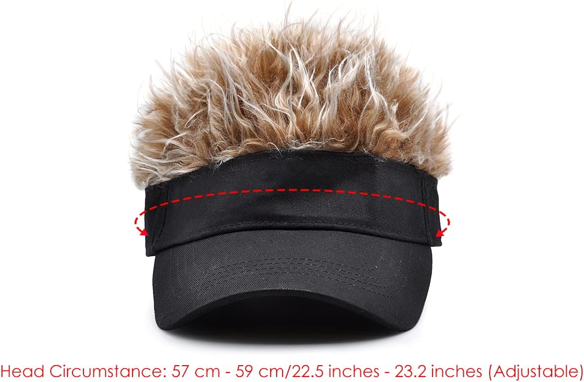 Novelty Visor Cap Adjustable Visor Hat with Spiked Wigs Fake Hair Visor for Adults