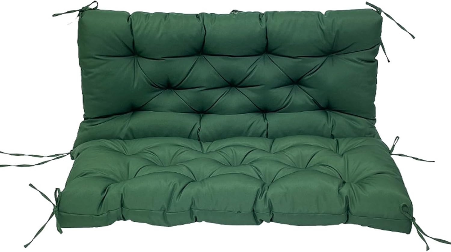LUXUCURE Porch Swing Cushions with Backrest, 2 or 3 Person Bench Seater Replacement Waterproof Soft Cushion for Outdoor Patio Porch Garden Swing Chair Furniture,Dark Green,47.2x39.4in