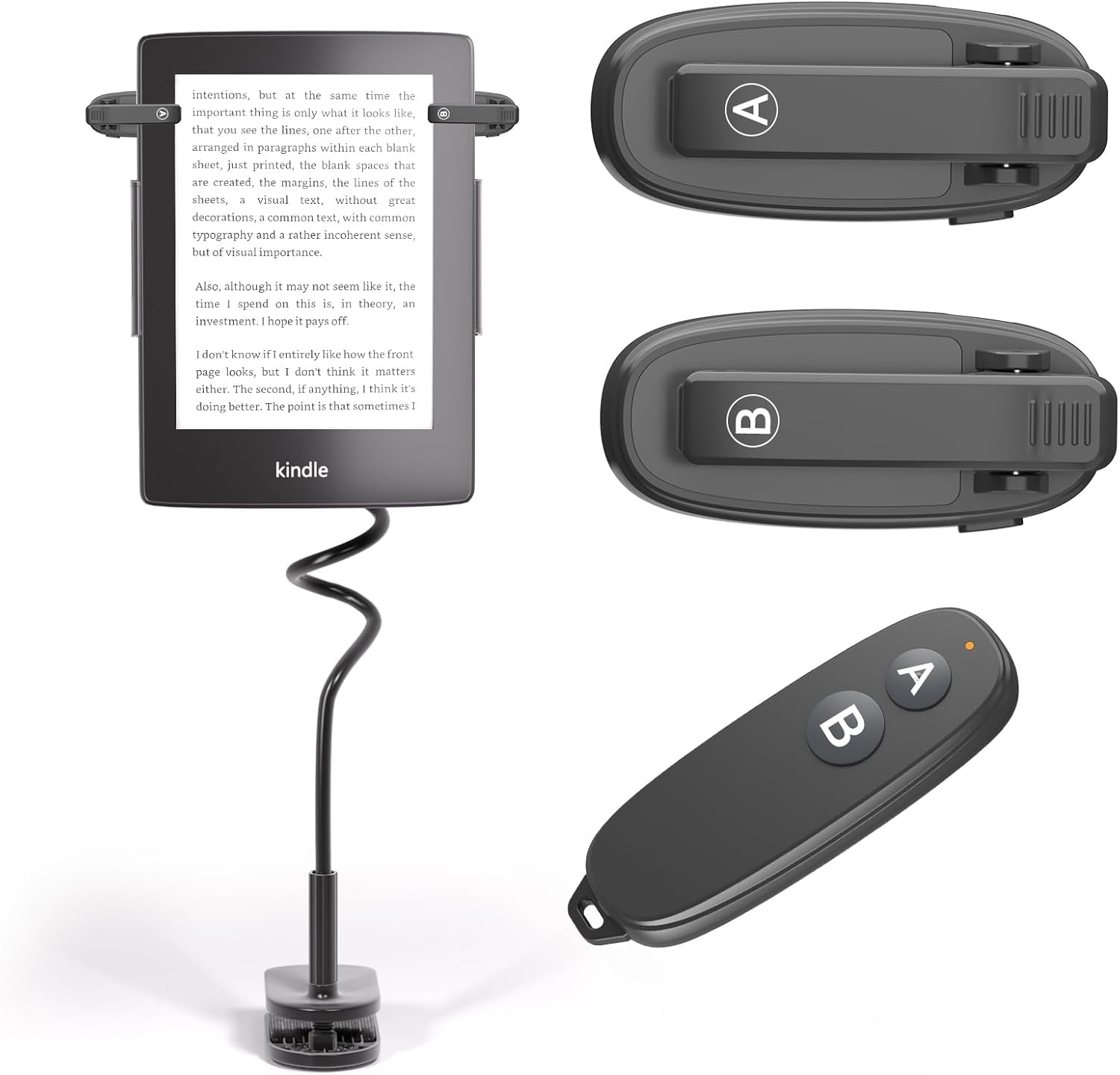 OMYPOTT RF Remote Control for Kindle Paperwhite, Page Turner for Kindle, Remote Page Turner Clip Accessories for Kindle Clip Clicker Page Turner for Kindle iPad Android