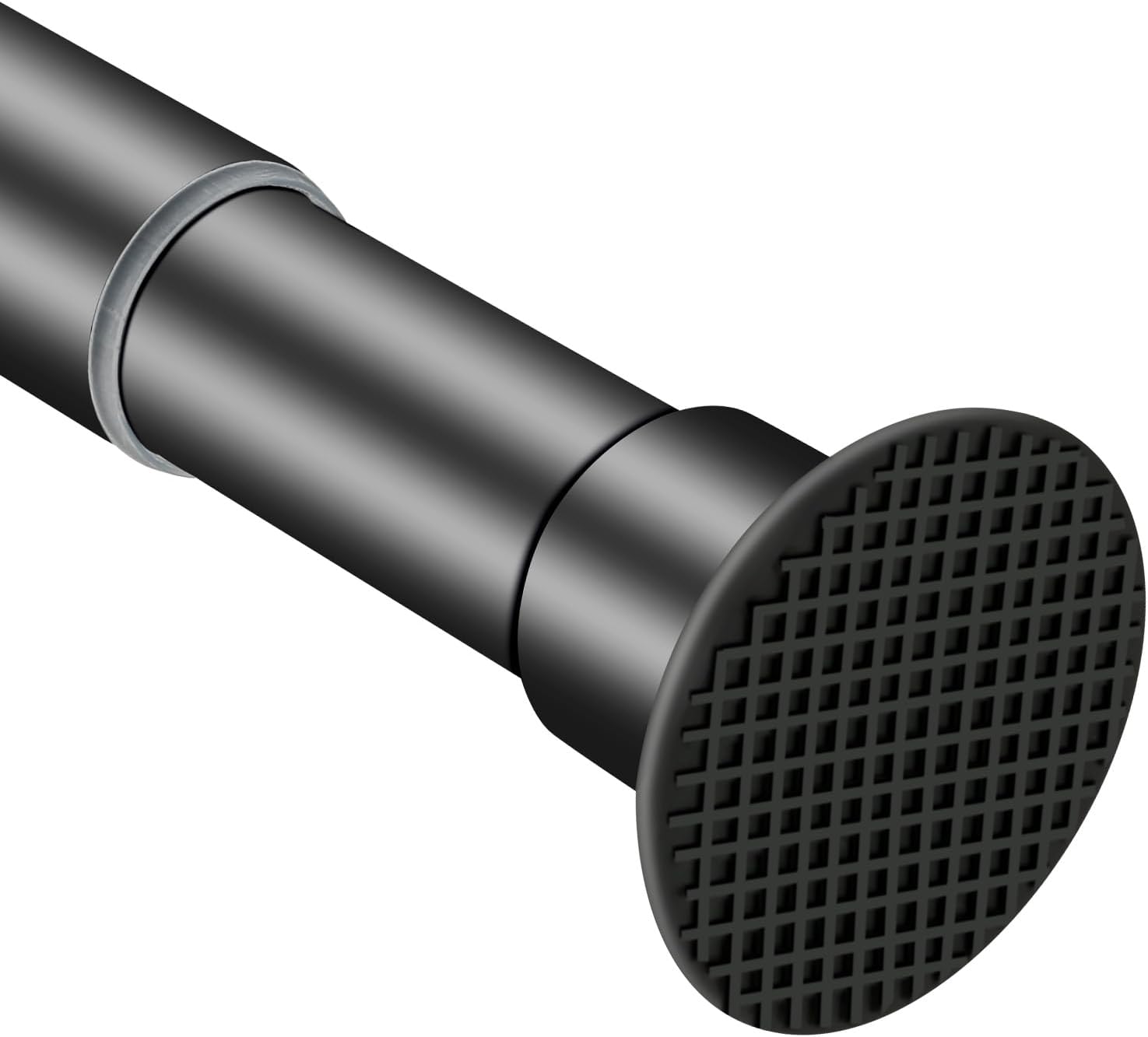 Black Shower Curtain Rod 28"-52", Never Rust Anti-Slip Adjustable Tension Curtain Rods No Drilling, Heavy Duty 1" diameter Spring Tension Rod for Bathroom/Closet/Windows/Room Divider