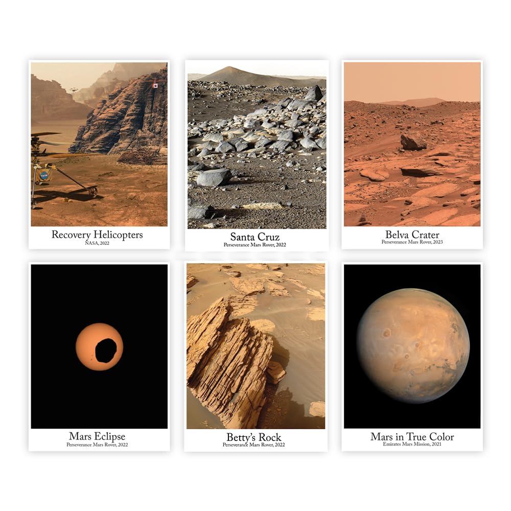 Wallbuddy Mars Decor Art Poster - Mars Rover, Classroom & Bedroom Space Posters (6 Pack, 8x10 inches, Unframed)