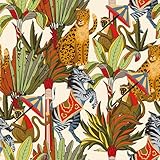 Papier peint animaux: 🦓Taille : 44.5CM X 3M par rouleau de papier peint. Le papier peint adhesif mural enfant est résistant à l'eau / autocollant / amovible. rouleau adhesif decoratif foret