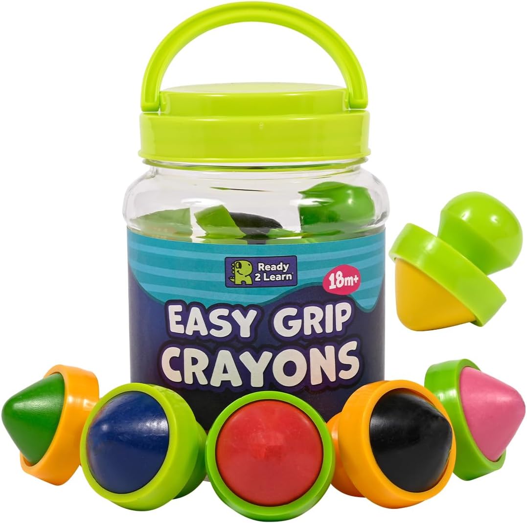 READY 2 LEARN Easy Grip Crayons | Non Toxic | Six Colors | 18m+ | Chunky, Palm-Grasp Toddler Crayons | Easy to Hold | Refills Available