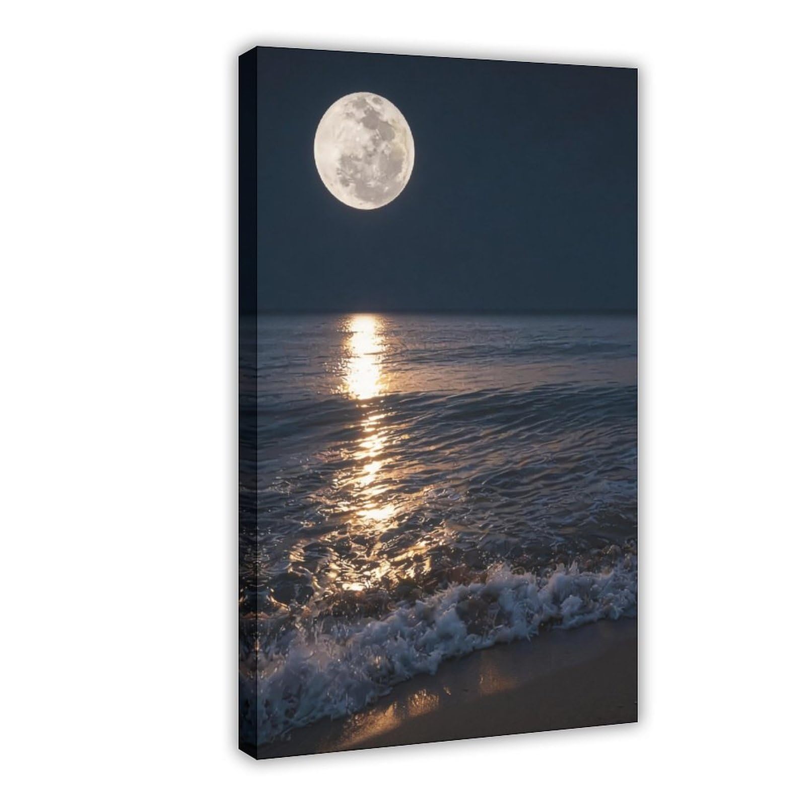 Bareronor Night Ocean And Moon Canvas Poster Bedroom Decor Landscape Office Room Decor Gift 24" L X 36" W