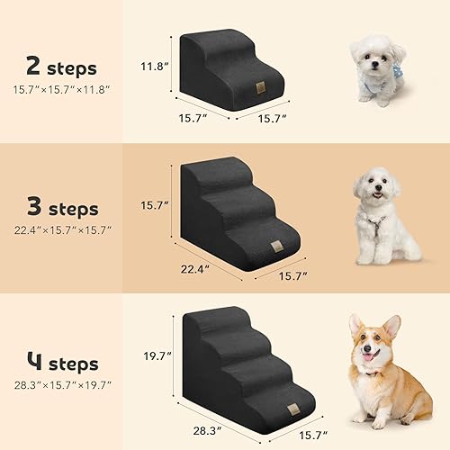 Miniatura 9 de Mestuel Escaleras para perros pequeños, escaleras para mascotas para sofá y cama, rampa para perros para interiores con espuma de alta densidad y