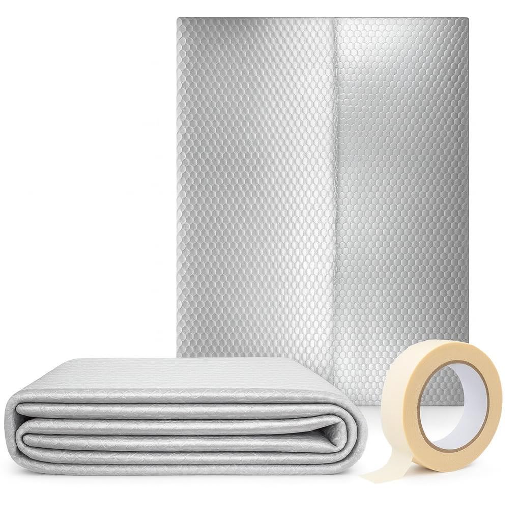 AVOID Isolant Thermique Fenetre, Reflecteur Radiateur de Chaleur 50 cm × 5 m, Isolation Fenetre 4mm épais, Économise l’Énergie, Isolation Porte de Garage, Toit, Mur, Voiture, Ruban Adhésif Inclus
