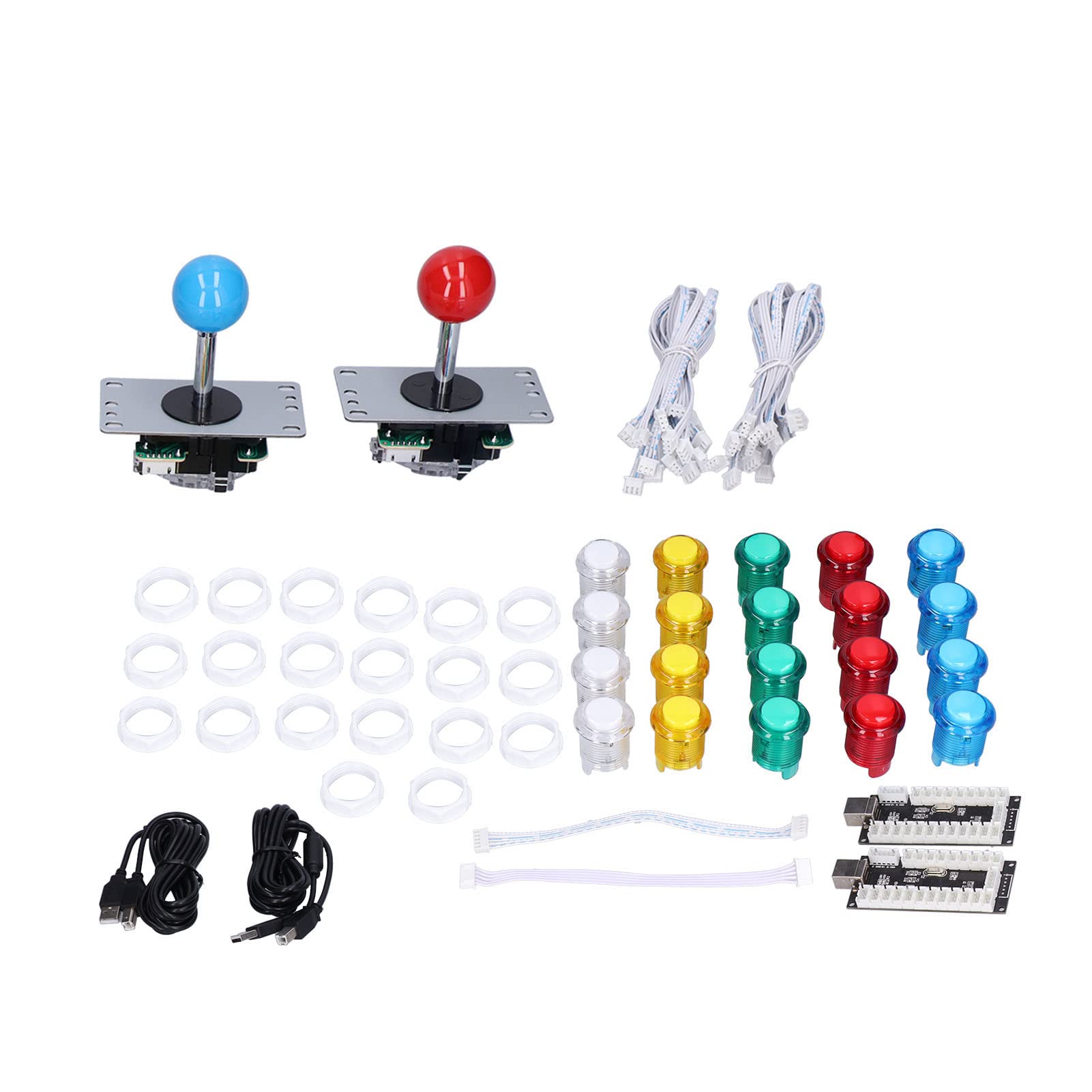 Acouto QM070906 Wersja dla Dwóch Graczy Gra Zręcznościowa Zestaw do Samodzielnego Montażu LED 8-kierunkowy Joystick do Gier Zręcznościowych Projekty DIY Ludzie Zestaw Gry Zręcznościowej Gra