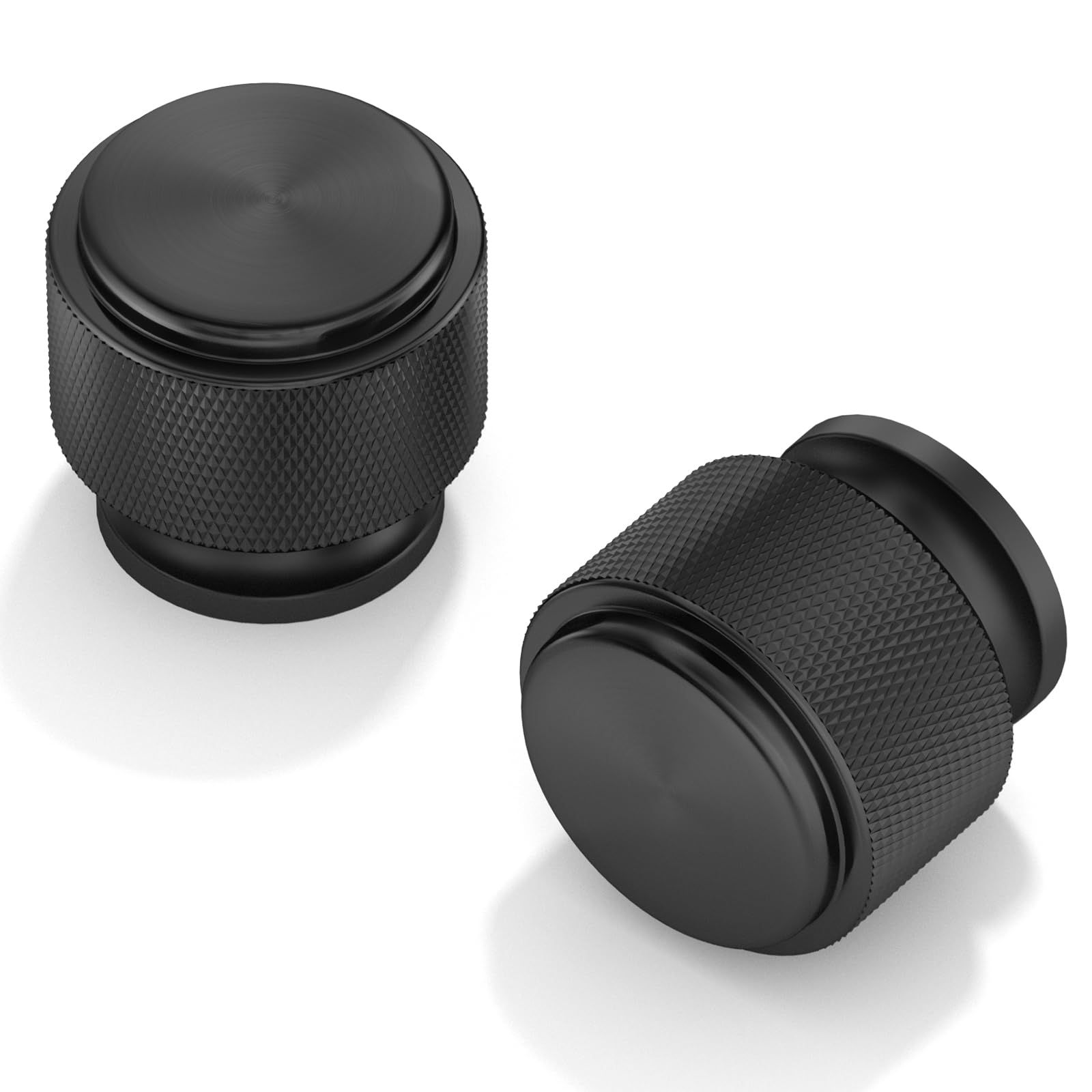 FURNIWARE 10 Pack Matt Black Knurled Cabinet Knobs, Kitchen Cupboard Pulls, 25mm Single Hole Handle