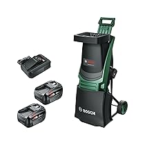 Bosch Biotrituratore a batteria UniversalShredder 2x18V-25 (lame in acciaio temprato, taglia rami fino a 25 mm, motore brushless, incl. 2 batterie 18V da 4.0Ah, sacco raccolta 28 l, caricatore)